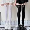 Y2K Lolita Jk Black White Women Pantyhose Sexy Thigh High Nylon Stockings Breathable Punk Gothic Cross Suspender Over Knee Socks