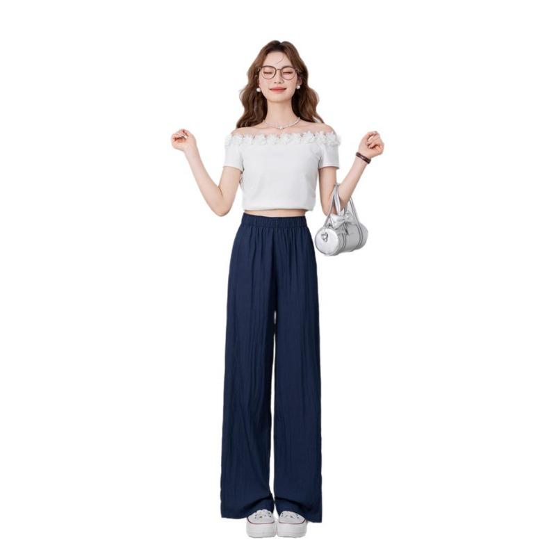 Light and Cool Pants Women's Summer New Casual Pants Drape Lazy and Thin Small Cloud Wide-leg Pants