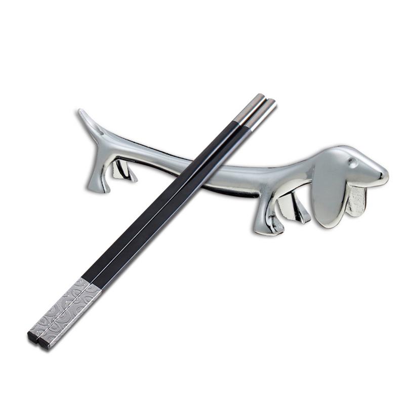 Cute Dog Stainless Steel Chopsticks Holder Storage Rack Stand Chop Sticks Chopstick Chinese Style Gift Kitchen Tableware Tools