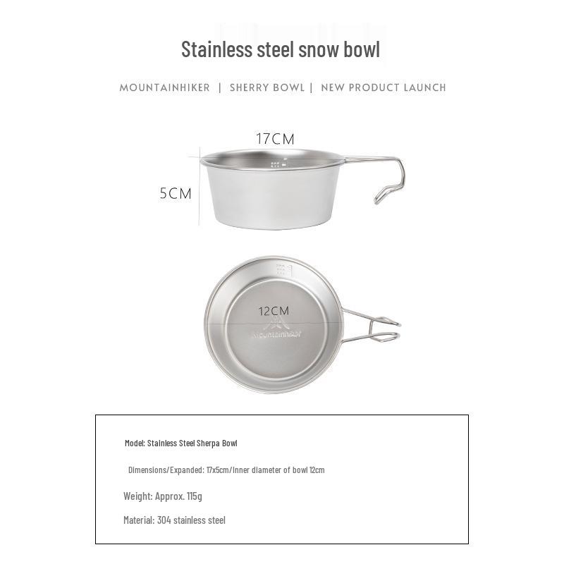 Sherpa Portable Stainless Steel Outdoor Bowl - Ideal for Mountain Camping, Picnics, and Barbecues
