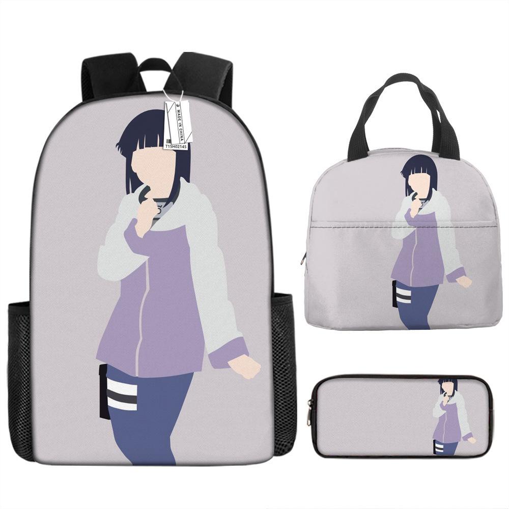 Naruto Shippuden Elementary and Secondary School School Bag Large Capacity Campus Backpack Lunch Bag Pencil Bag Three-piece Set