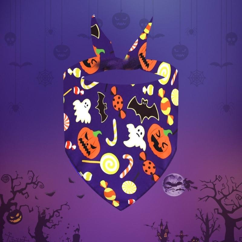 4lots Halloweens Triangular Scarf Permeable Pet Neckerchief Dog Triangles Bib for Dogs Regulable Neck