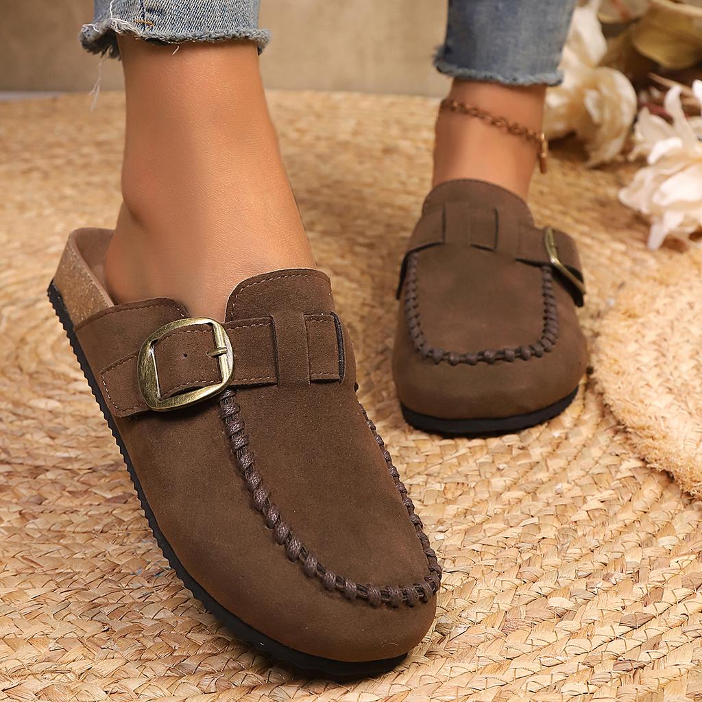 *Summer New Round Head Sexy Elegant Comfortable Casual Slippers Fashiable Baotou Thick Bottom Flat Slippers for Women