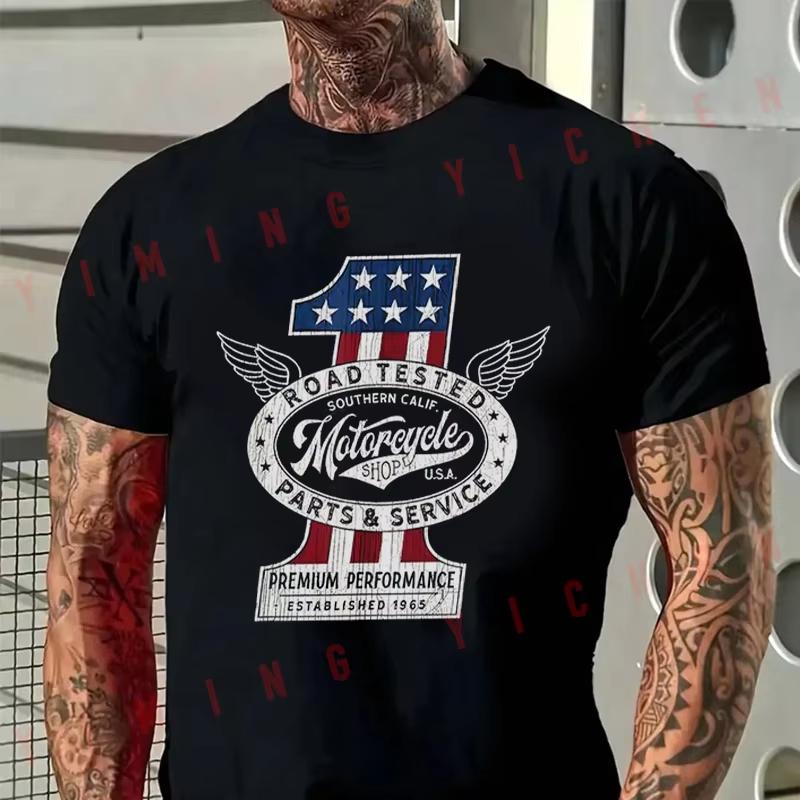 Vintage Motorcycle TShirt Unisex American Wing Badge Print Old School Biker Unisex Streetwear Tee