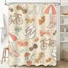 Vintage Summer Shower Curtain with Beach Umbrella Flippers Pattern Bathroom Decor Waterproof Liner Multicolor
