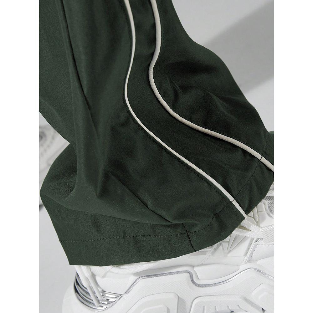 Men's Retro High Street Windbreaker Pants - Hong Kong Style, Loose, Straight-Leg, Casual Sportswear for Spring and Autumn