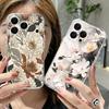 Retro Floral Pattern Case For iPhone 17 Pro Max Coque iPhone 16 15 14 13 Pro Max 11 Clear TPU Silicone Soft Cover