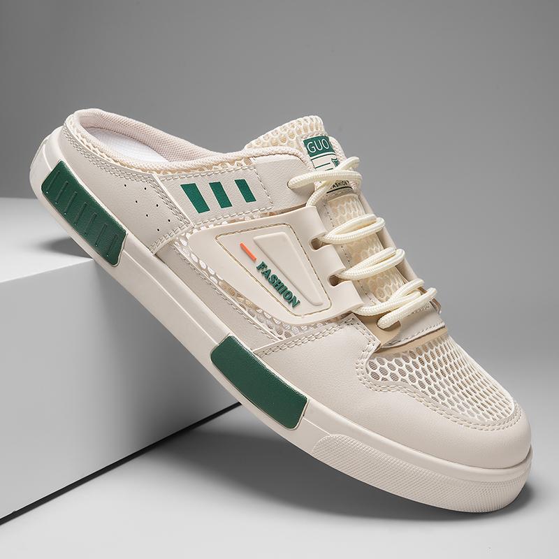 Plus Size Mesh Mules Men Semi-Drag Casual Shoes Half Shoes For Man Backless Sandals Flat Board Shoes Loafers Slipper Male Slides