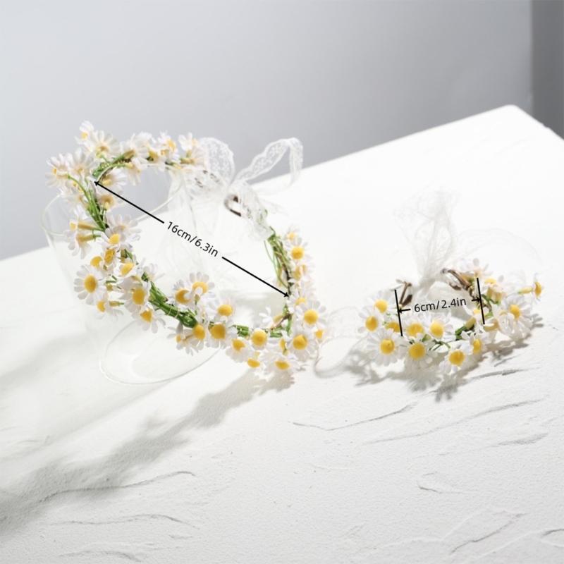 Adjustable Bohemian Flower Garlands Hairband For Women Girl Photo Props Natural Daisy Flower Hairhoop for Music Festival