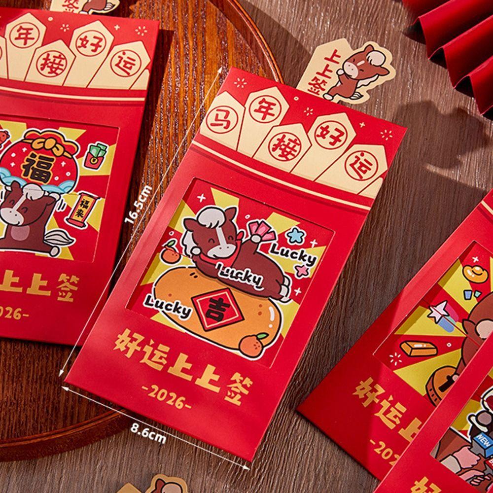 6Pcs/Set Paper Craft 2026 Horse Year Red Envelope 2026 Horse Year Red Pocket  for Chinese New Year
