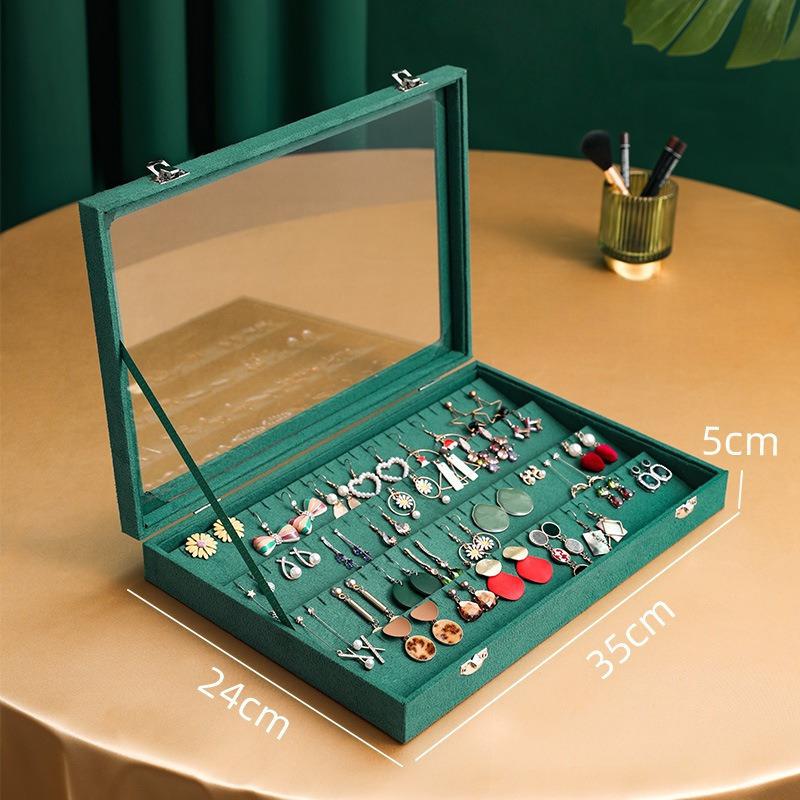 Fashion Creative Jewelry Display Stand Storage Box Earrings Necklace Large Clear Glass Portable And Easy To Store