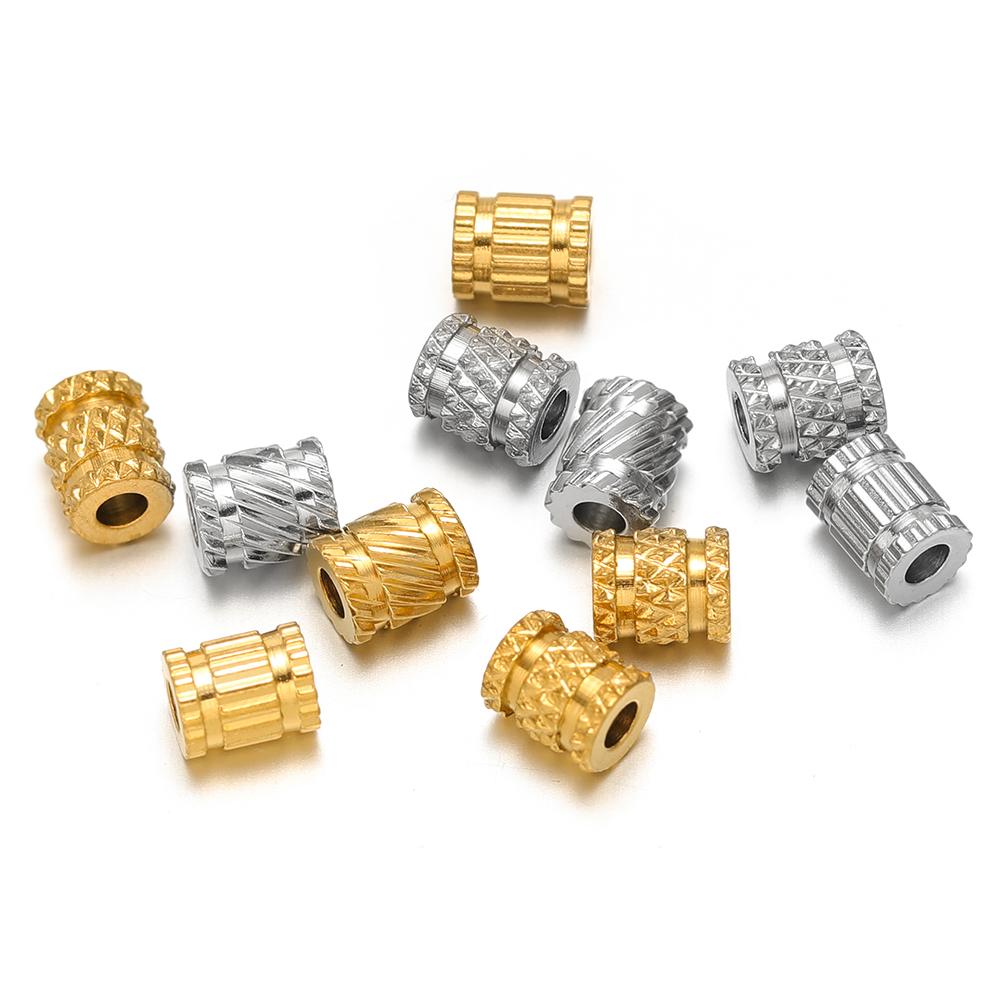 20Pcs Stainless Steel Gold Color Loose Bead Big Hole Spacer Beads for DIY Bracelets Finding Necklace Jewelry Making Supplies