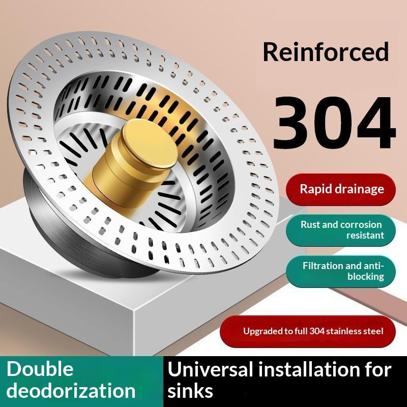 1 ks filtr do dřezu s odrazným jádrem - prevence zápachu a úniků, filtr do odpadu pro myčku nádobí, protizamačkávací sítko