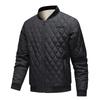 Men's Thickened Fleece Cotton Jacket Autumn Winter Warm Zipper Trendy Diamond Pattern Coat Baseball Collar Men Fashion Overcoat