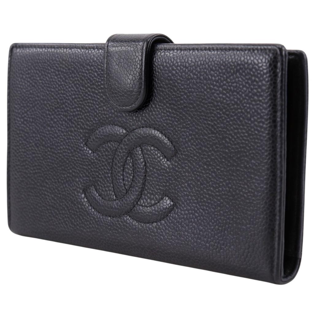Chanel COCO Mark Purse A13498 Black Caviar Skin Women Used