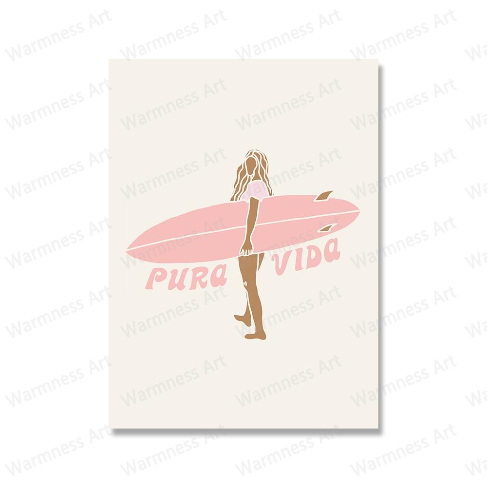 

Abstract Surf Girl Wall Art Canvas Painting Prints Australia Noosa Beach Posters Boho Sunset Pictures for Living Room Home Decor No Frame 21*30cm No Frame
