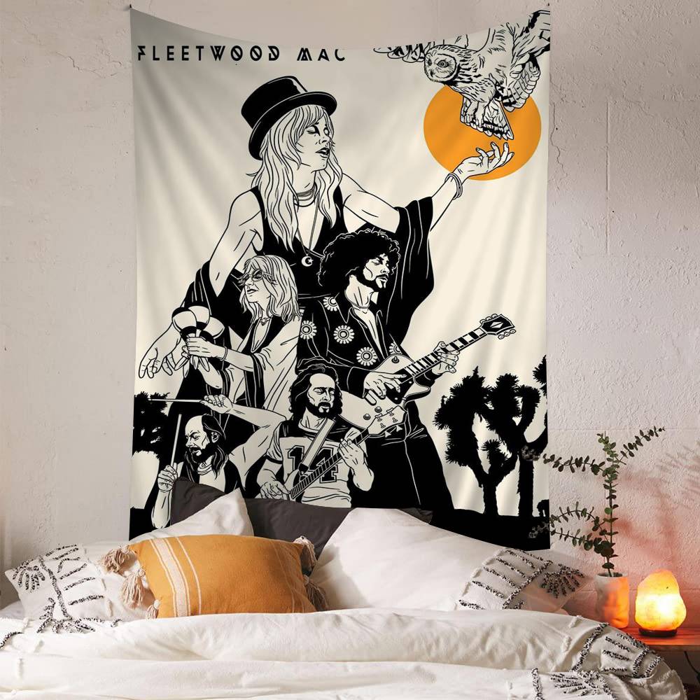 70s Rock Band Fleetwood Mac Music Album Cover Cartoon Tapestry Wall Hanging Decoration Household Home Decor