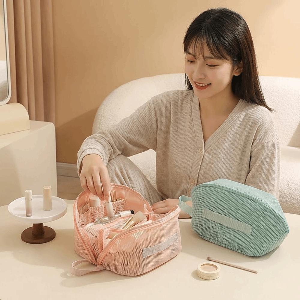Hand-held Cosmetic Bag Large Capacity Toiletry Organizer Bag Mesh Makeup Bag Wash Bag