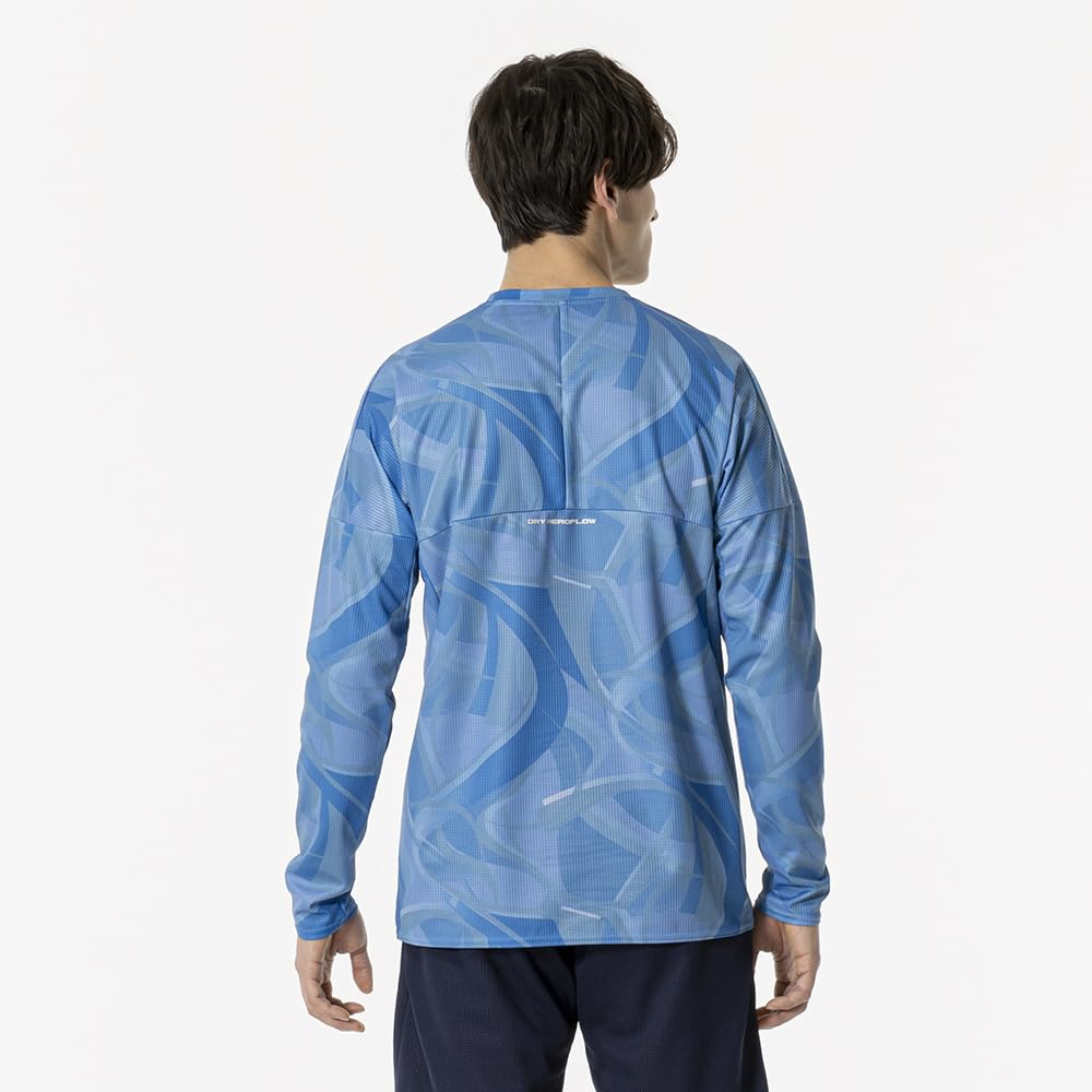 Training Dry Aeroflow Long Athlete MUGEN Quick Highly Parisian Blue [Mizuno] Wear, T-Shirt, Sleeve, Interlocking, GRAPHIC, Dry, Ventilated, 32MAB554,