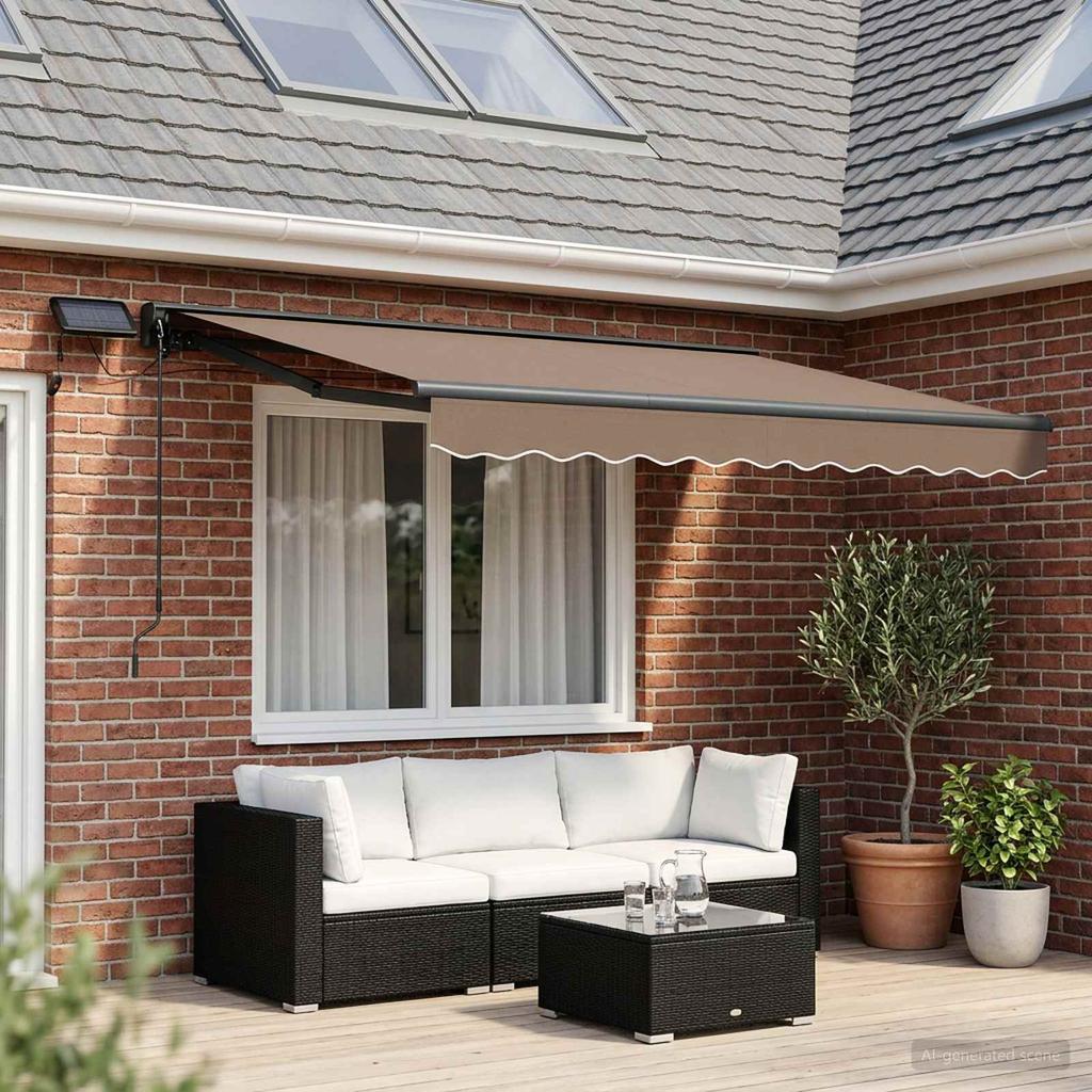Manual Awning Frame with LEDs Taupe 3.5 X 2 M