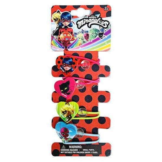 Miraculous Ladybug Chat Noir Hair Ties 4-piece Set 16444 Rubber Accessories Girls Heart Cute Character Disney Channel Goods Import