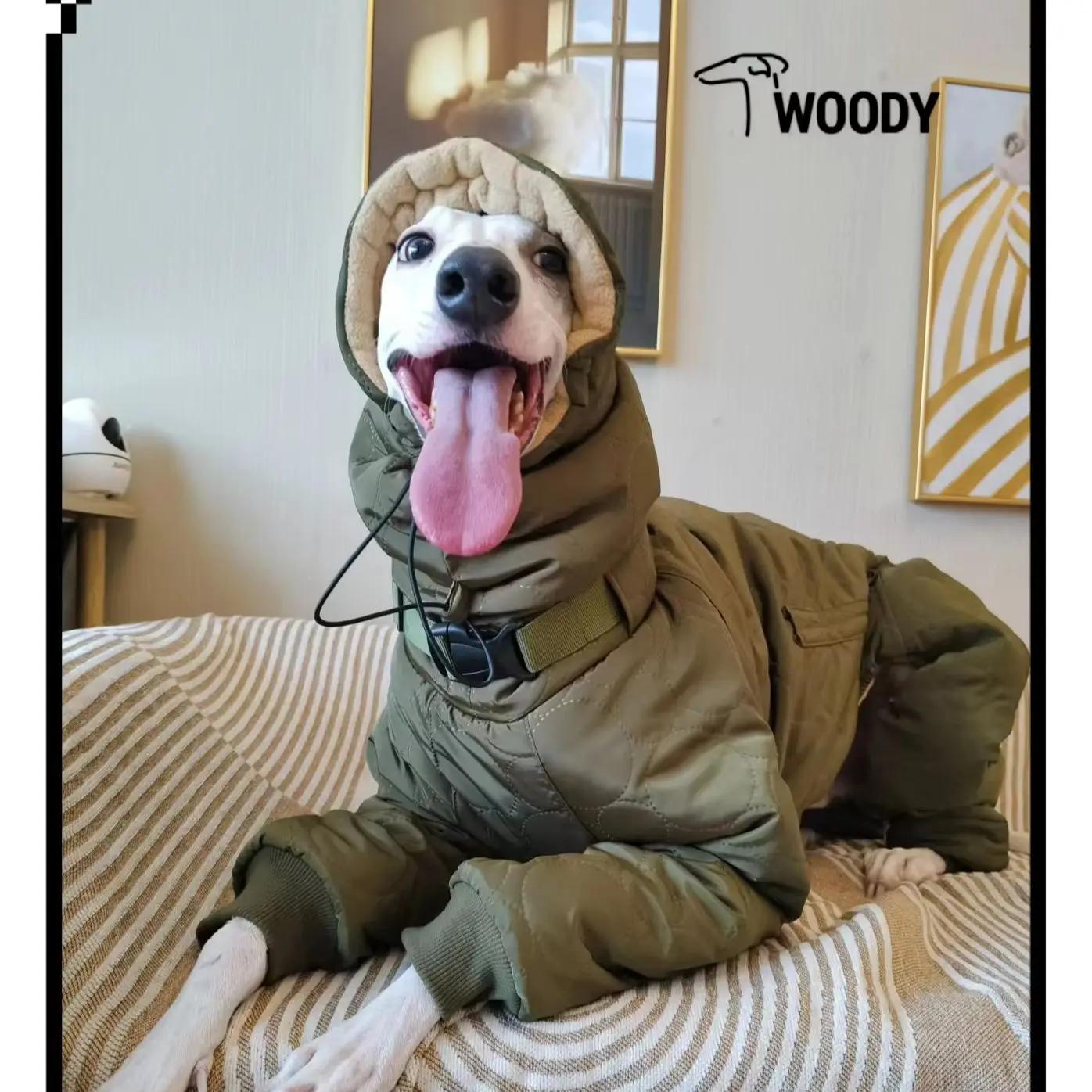 

Spuer-thick Soft Winter Dog Clothes Waterproof Greyhound Costumes Dog Warm Whippet Coat Italian Greyhound Four-leg Padded Jacket S зелений