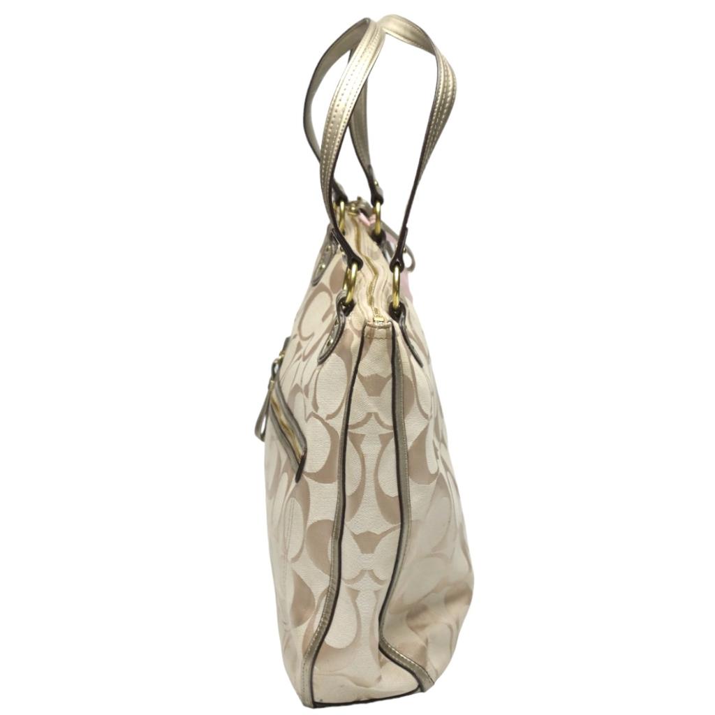 COACH harry metallic reps Tote Bag leather beige x metallic Women 22447 Used