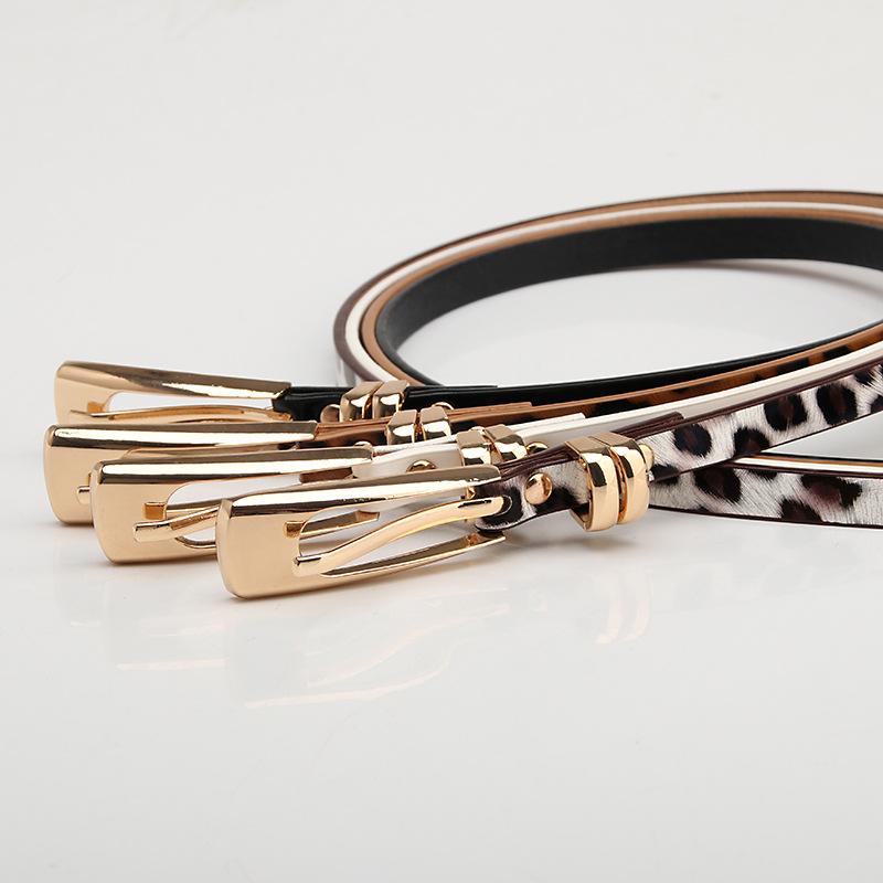 New Leopard Print Color Fashionable and Versatile Women's Fine Belt with Alloy Pin Buckle Pairs Well with Sweater, Dress and Suit Decorative Straps