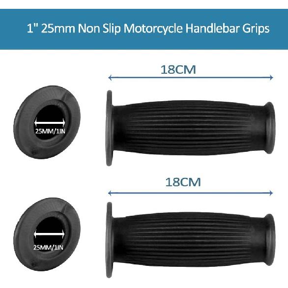 Motorcycle Grips 1 Inch 25/28mm Handle, Akozon 1" 25mm Non Slip Vintage Rubber Motorcycle Handlebar Grips Thruster Grip for Universal Use