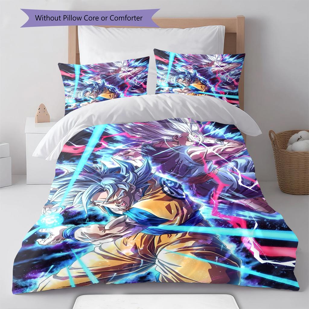 Juego de Ropa de Cama con Estampado de Dibujos Animados Colcha Funda de Colcha Funda de Almohada Decoración del Hogar Regalo de Cumpleaños (1 * funda nórdica + 2 * fundas de almohada, sin núcleo)