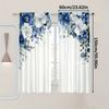 2 Pcs Elegant Blue & White Floral Curtains – Rod Pocket Design for Bedroom Living Room Kitchen Study   All-Season Home Decor