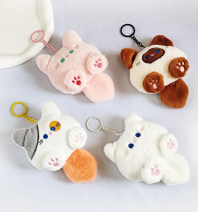 4Pcs Cute Coffee Cat Stuffed Animal D I Y Little Cat Keychain Plush Bag Car Pendant Keychain Trinket Kids Stuffed Animal Toys