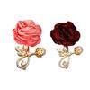 Handmade Rose Brooch with Sparkling Rhinestones Stylish Lapel Pin for Evening Dresses and Business Attire