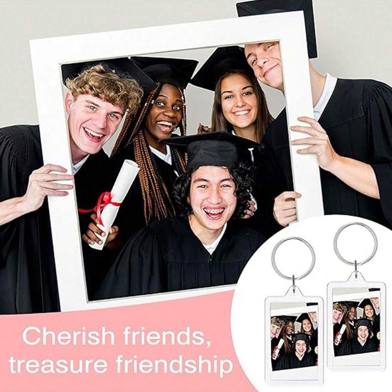 10Pc Acrylic Photo Frame Keychain Clear Picture Insert Blank Keyrings For Double-Sided Photos Diy Supplies