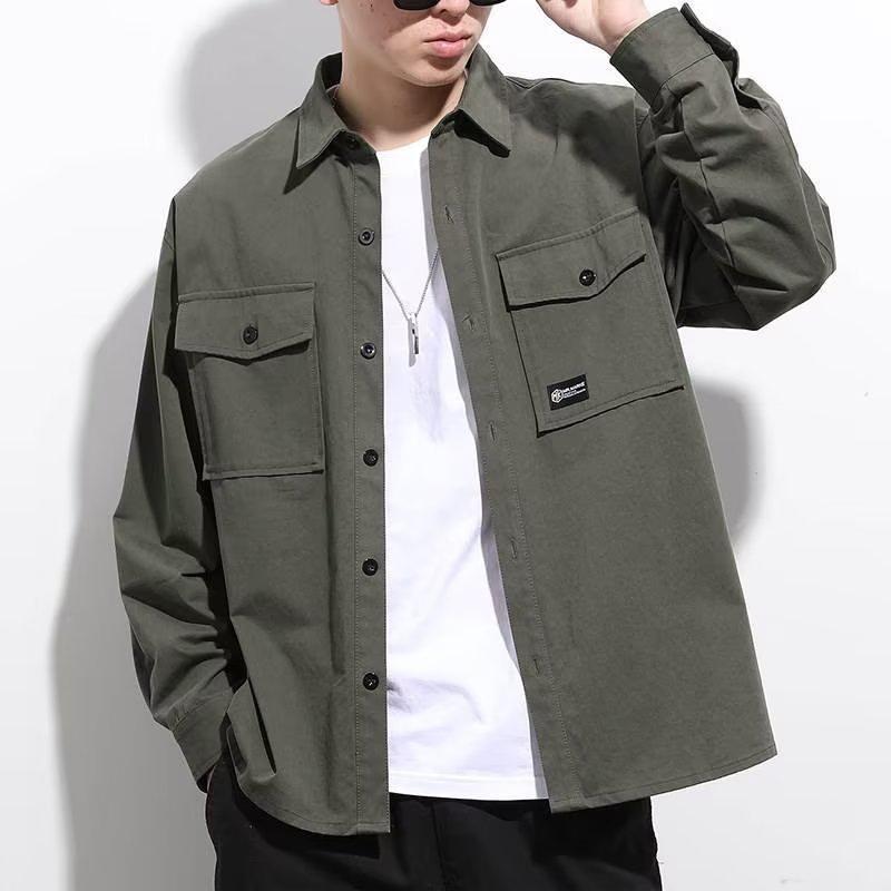 

Рубашка с длинным рукавом в японском гонконгском стиле Ins Свободная рубашка Повседневная рубашка в стиле ретро для мальчиков Летняя модная универсальная повседневная рубашка