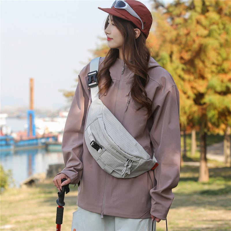 Stylish Grid Pattern Chest Bag Multiple Pockets Ideal for Outdoor Activities and Daily Use