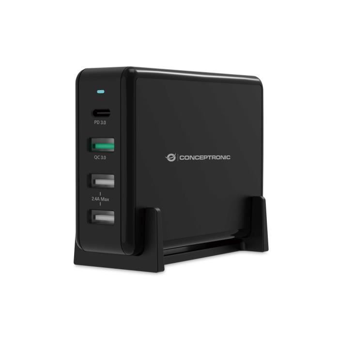Chargeur Intérieur - CONCEPTRONIC - OZUL01B - 1 Port USB Type C - Charge Rapide - Protection Électrique