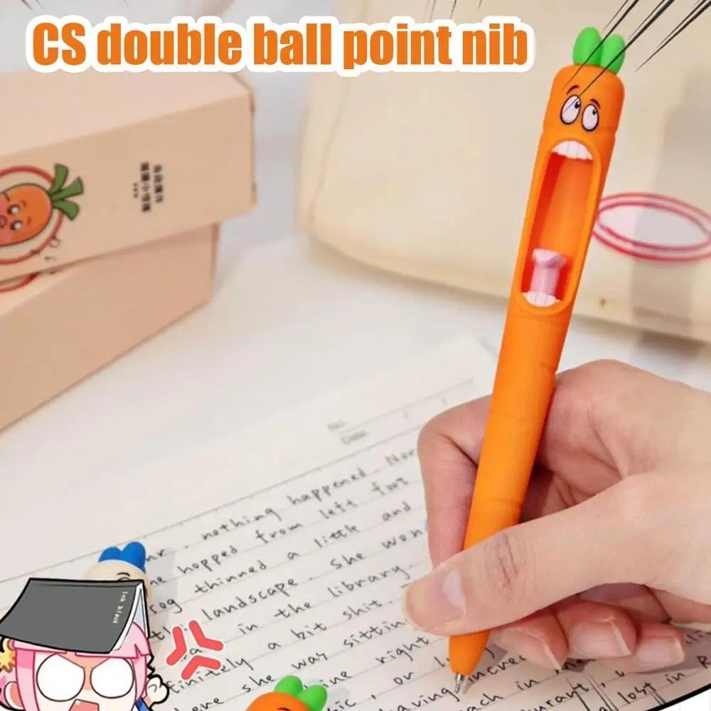 4PCS Confused Carrot Carrot Shaped Gel Pen 0.5mm Retractable Tongue Refill Funny and Fun Decompression Pen School Stationery