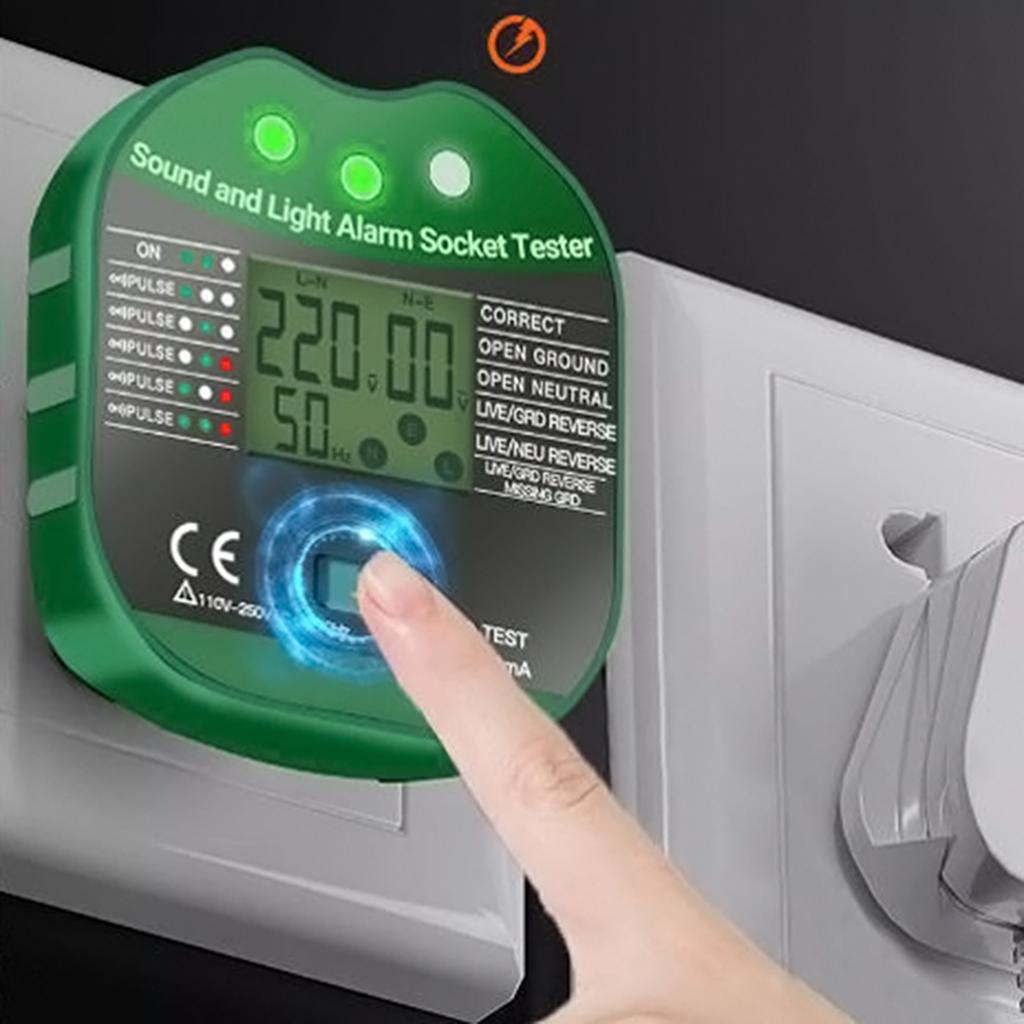Upgraded Socket Tester Circuit Testers RcdPlug Tester Mains Outlet Tester with LCDDisplay Digital Electrical Voltages