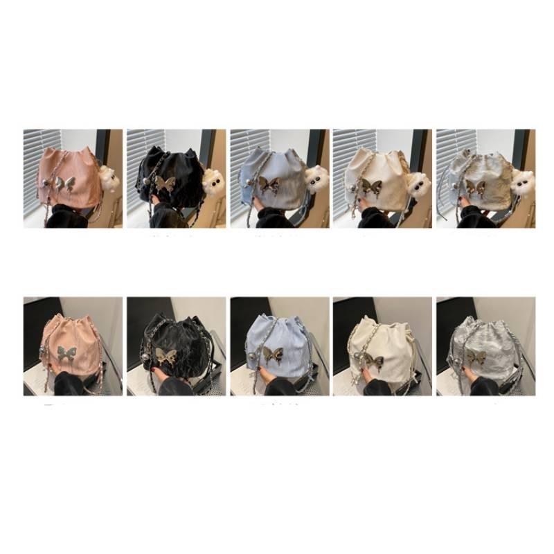 Trendige PU-Beuteltasche für Damen in Schwarz, Pink, Blau, Weiß, Silber mit stilvoller Steppung