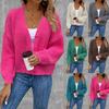 Women V Neck Knitted Cardigan Jacket Long Sleeve Single Breasted Sweater Coat Autumn Winter Knitwear