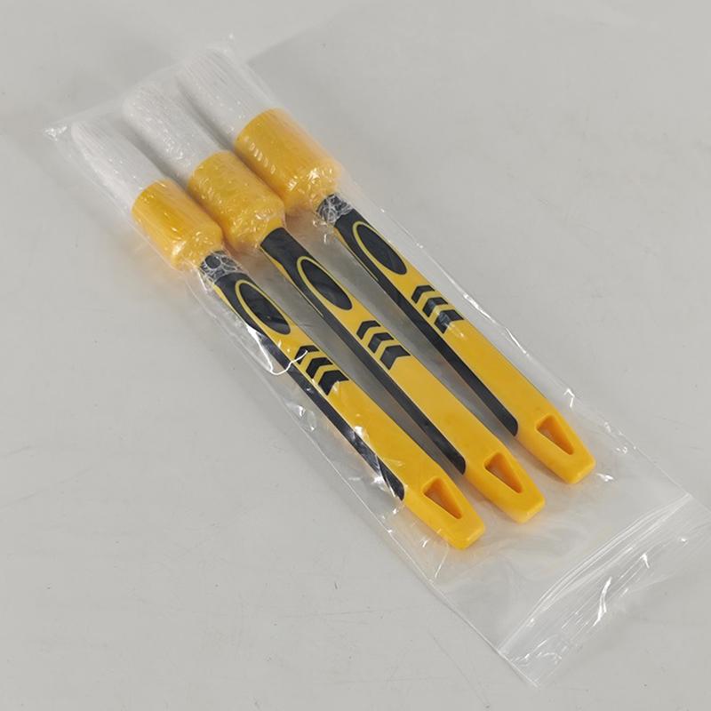 Car Cleaning Brush Set 3PCS Anti Slip Rubber Handle Detailing Tools for Air Vent Dashboard Interior Detailing