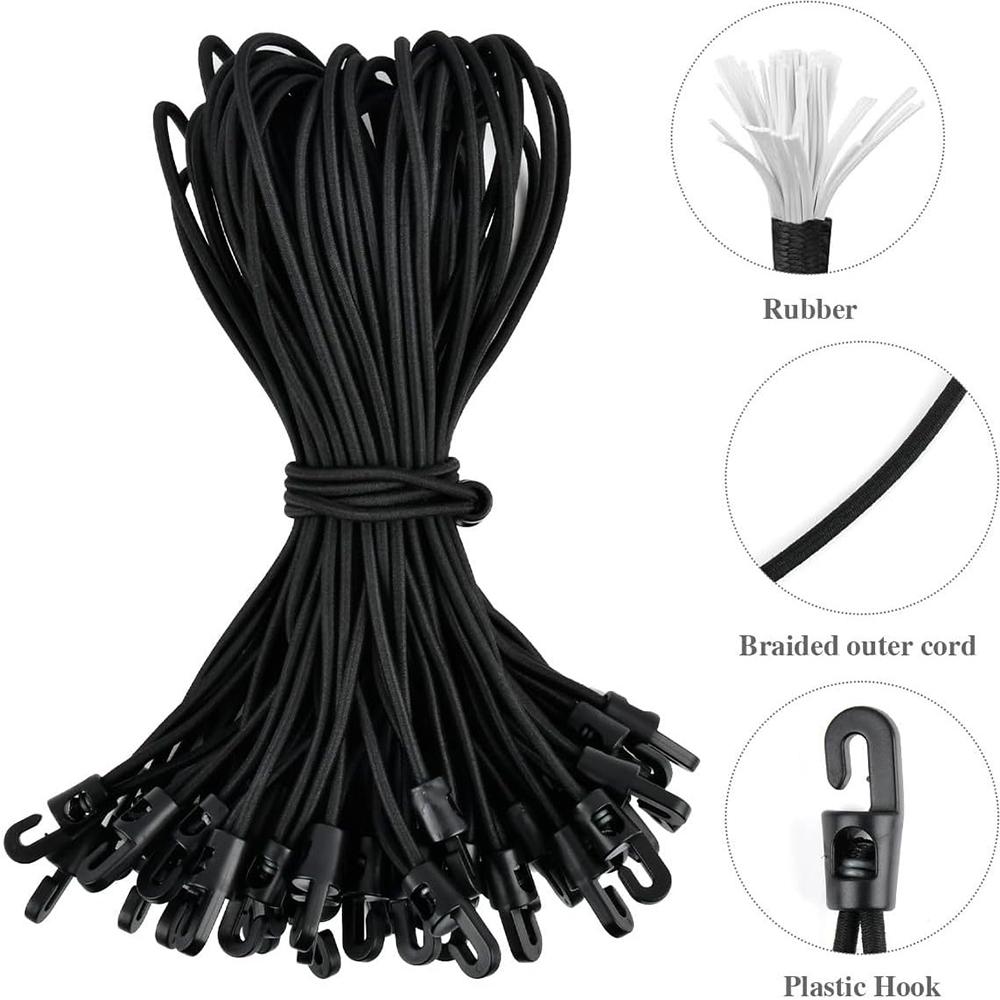 20pcs 25 cm Bungee Cord with Hooks for Tarpaulins, Tents, Nets, Camping