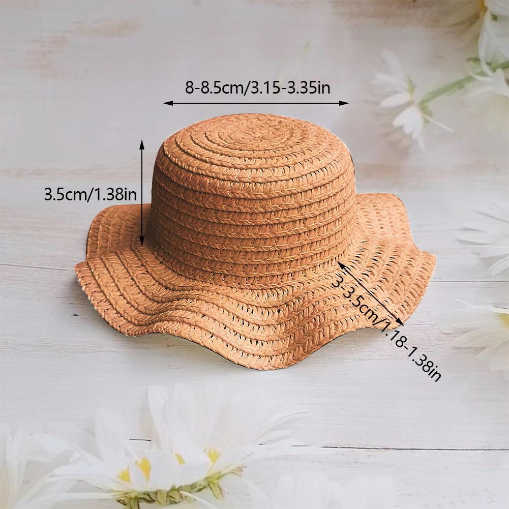 Wavy Edge Cute Straw Hat BJD Straw Hat Pet Hat Cotton Baby Hat Mini Hat Doll Hat Toy Hat Small Hat
