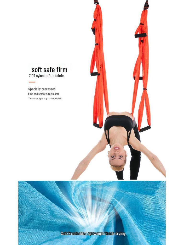 Aerial Yoga Hammock with 6 Handles - Non-Elastic Nylon for Studio Inversion Fitness
