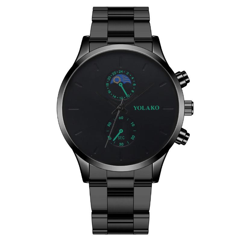 Moon Two Eyes Men Watch With Quartz Movement And Stainless Steel Strap For Fashion Style