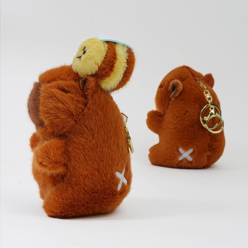 Clearstone Capybara Plush Chavimaru with Brown Keychain, Honeybees, 19cm,