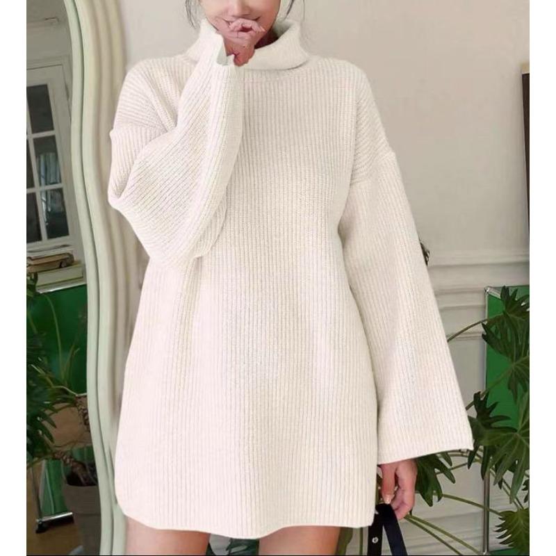Fashion women's casual knitted sweater women's new loose solid color turtleneck women's clothing
