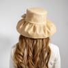 European American Retro Hepburn Style High Quality Raffia Fabric Wide Brim Bow Top Hat Fedora Catwalk Fashion Dinner Beach Hat