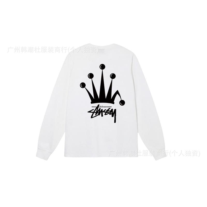 3. Cross-border Stuart long-sleeved printed t-shirt American trendy cylindrical cloth casual loose men and women the same style